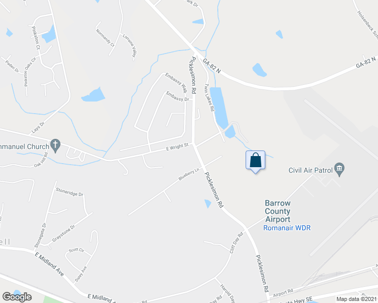 map of restaurants, bars, coffee shops, grocery stores, and more near 103 Picklesimon Road in Winder