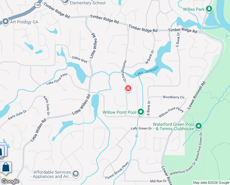 map of restaurants, bars, coffee shops, grocery stores, and more near 5164 Deering Trail in Marietta