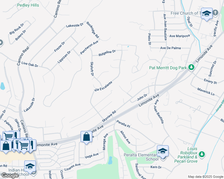 map of restaurants, bars, coffee shops, grocery stores, and more near 7163 Sebastian Avenue in Riverside