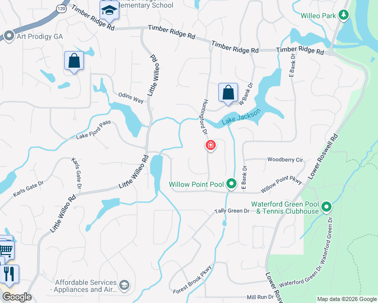 map of restaurants, bars, coffee shops, grocery stores, and more near 5164 Deering Trail in Marietta