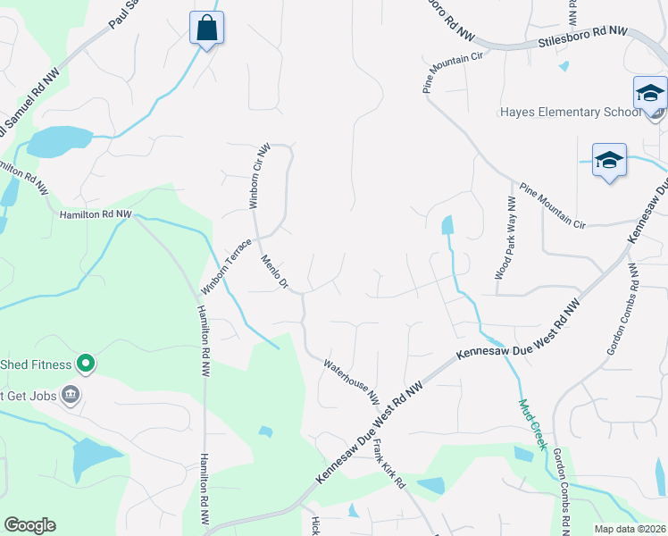 map of restaurants, bars, coffee shops, grocery stores, and more near 1160 Winborn Trail in Kennesaw
