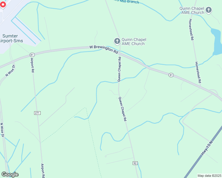 map of restaurants, bars, coffee shops, grocery stores, and more near 2280 Queen Chapel Road in Sumter