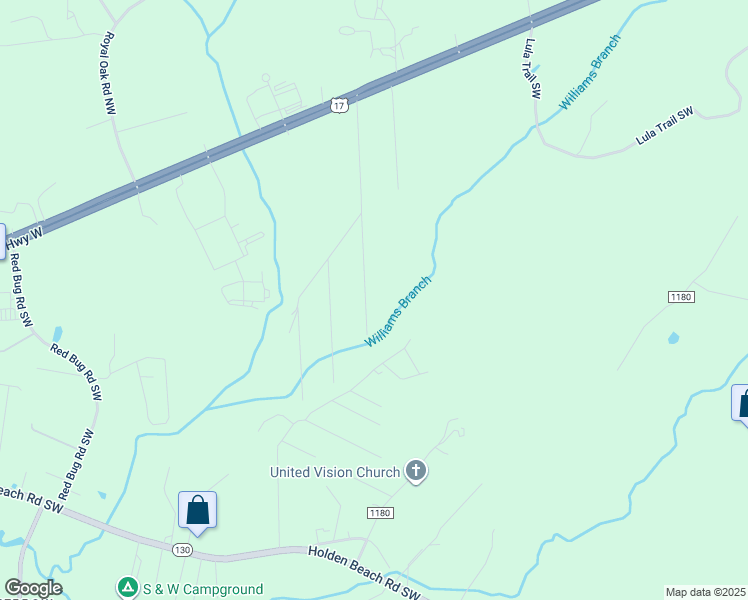 map of restaurants, bars, coffee shops, grocery stores, and more near 222 Sherrow Estate Street Southwest in Brunswick County