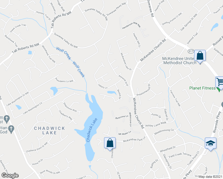 map of restaurants, bars, coffee shops, grocery stores, and more near 950 Hillary Lane in Lawrenceville