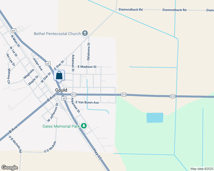 map of restaurants, bars, coffee shops, grocery stores, and more near 609 East Adams Street in Gould