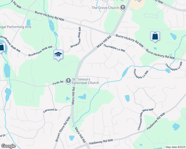 map of restaurants, bars, coffee shops, grocery stores, and more near 5952 Edenfield Drive Northwest in Acworth