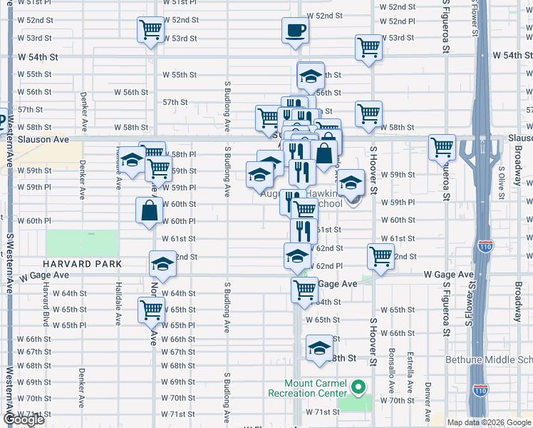 map of restaurants, bars, coffee shops, grocery stores, and more near 6010 Kansas Avenue in Los Angeles