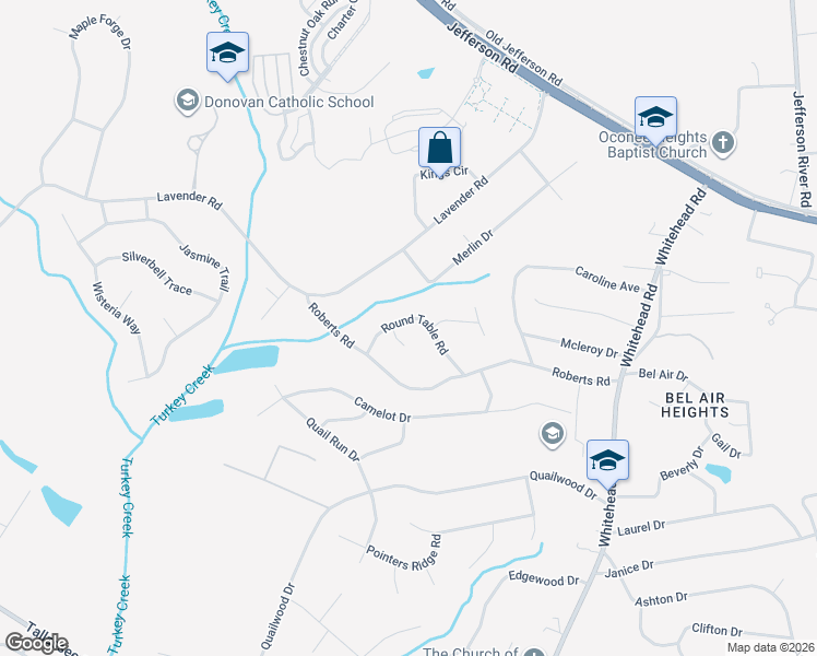 map of restaurants, bars, coffee shops, grocery stores, and more near 105 Round Table Court in Athens