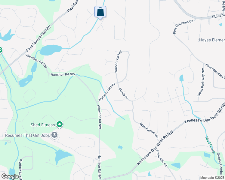 map of restaurants, bars, coffee shops, grocery stores, and more near 1218 Winborn Terrace in Kennesaw