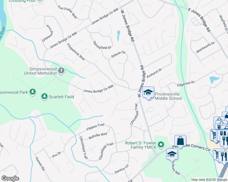 map of restaurants, bars, coffee shops, grocery stores, and more near 4242 Caleb Court in Norcross