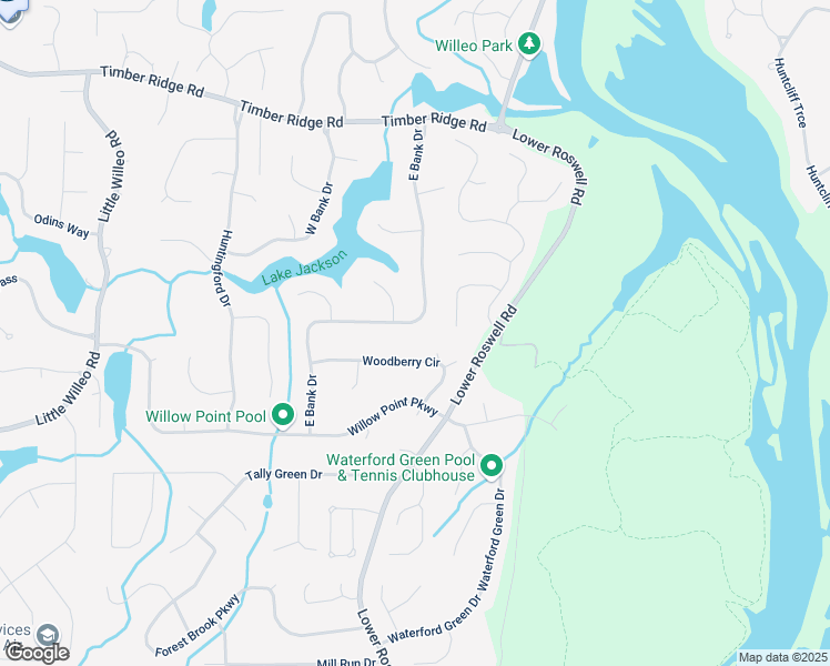 map of restaurants, bars, coffee shops, grocery stores, and more near 1544 East Bank Drive in Marietta