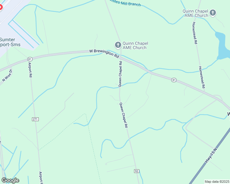 map of restaurants, bars, coffee shops, grocery stores, and more near 2280 Queen Chapel Road in Sumter