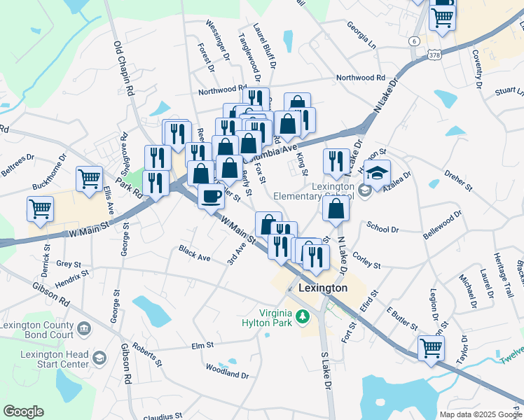 map of restaurants, bars, coffee shops, grocery stores, and more near 226 West Butler Street in Lexington