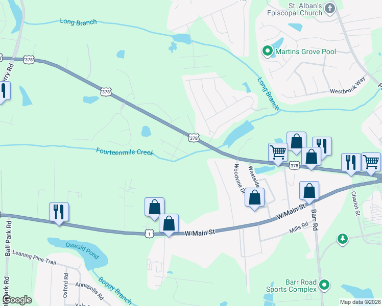 map of restaurants, bars, coffee shops, grocery stores, and more near 112 Chesterton Drive in Lexington