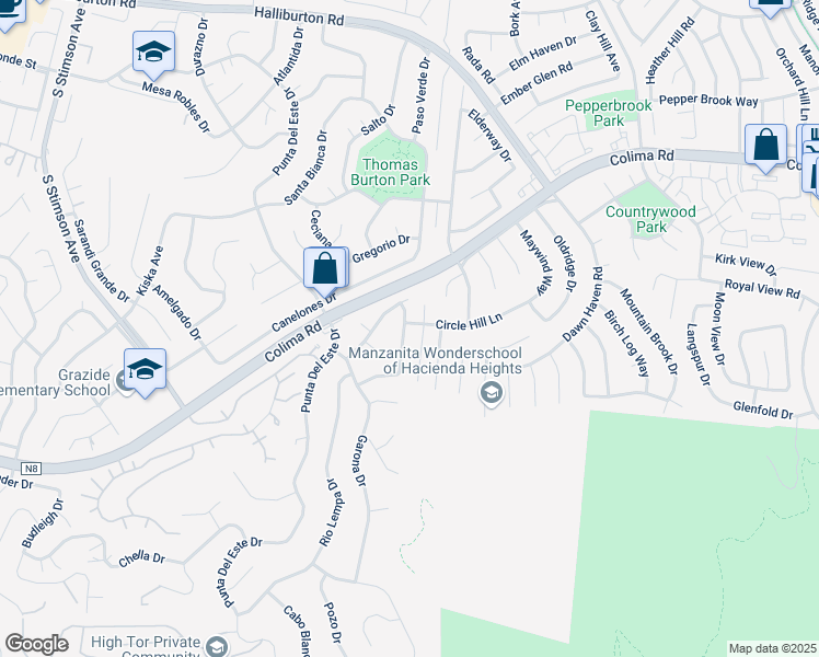 map of restaurants, bars, coffee shops, grocery stores, and more near 2524 Bolar Avenue in Hacienda Heights