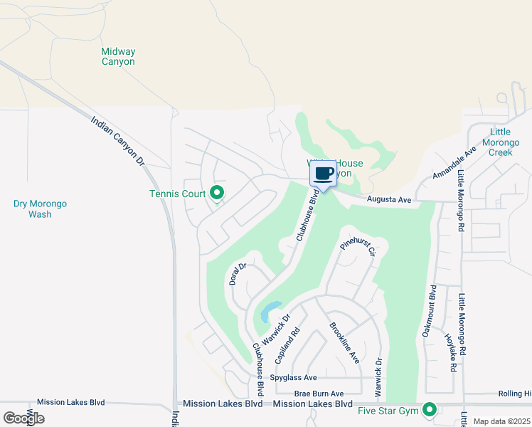 map of restaurants, bars, coffee shops, grocery stores, and more near 64325 Pyrenees Avenue in Desert Hot Springs