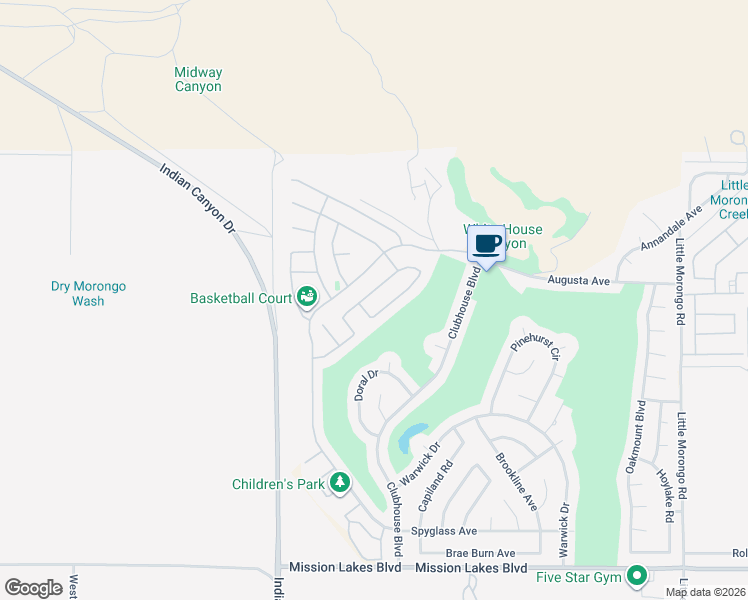 map of restaurants, bars, coffee shops, grocery stores, and more near 64243 Eagle Mountain Avenue in Desert Hot Springs