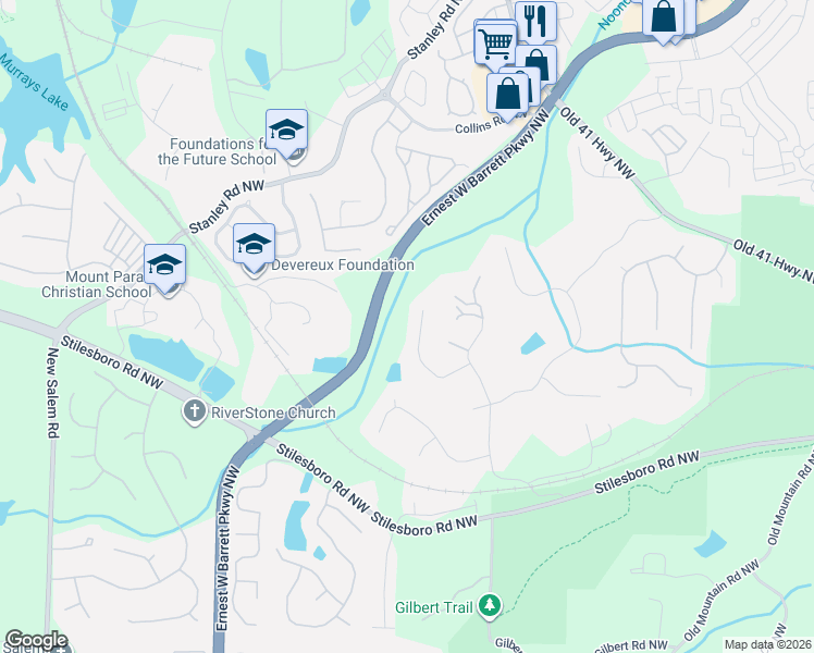 map of restaurants, bars, coffee shops, grocery stores, and more near 1745 Patriots Way Northwest in Kennesaw