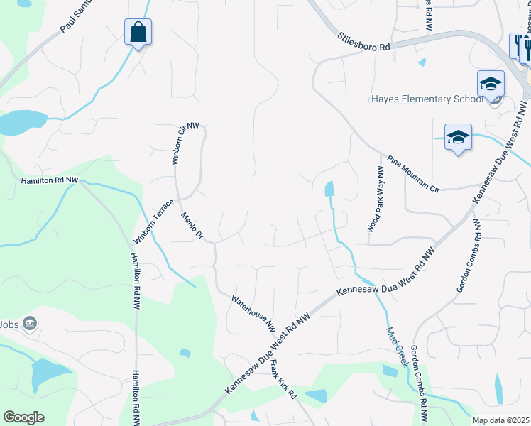 map of restaurants, bars, coffee shops, grocery stores, and more near 1324 Beaumont Court Northwest in Kennesaw