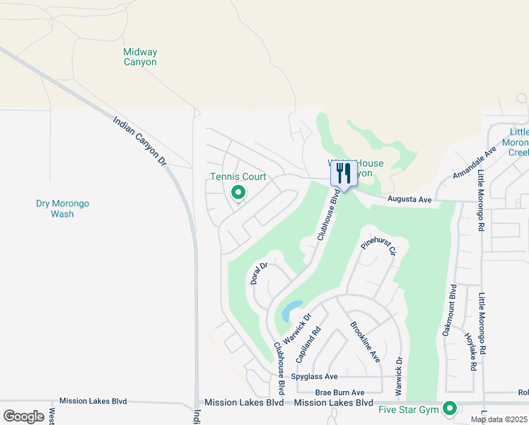 map of restaurants, bars, coffee shops, grocery stores, and more near 64243 Eagle Mountain Avenue in Desert Hot Springs