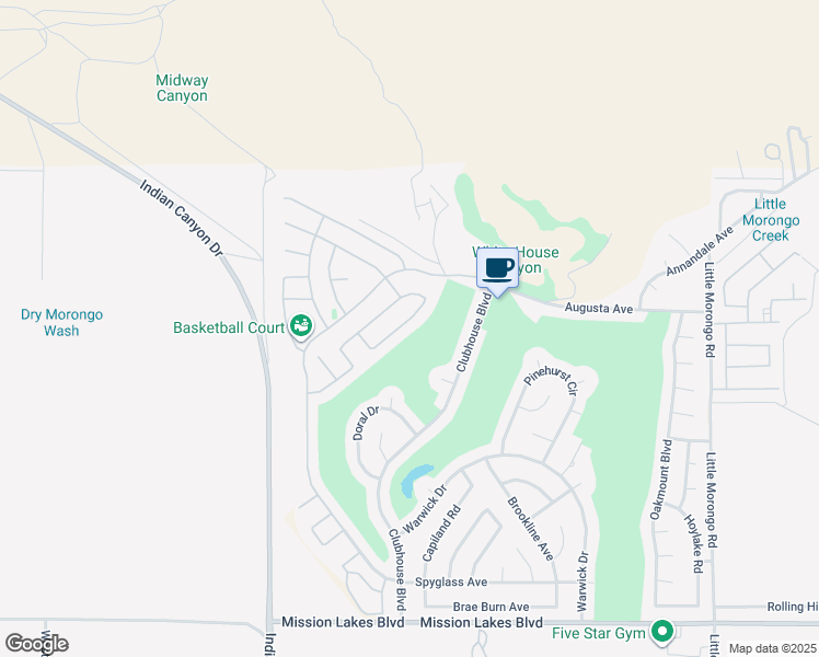 map of restaurants, bars, coffee shops, grocery stores, and more near 64325 Pyrenees Ave in Desert Hot Springs