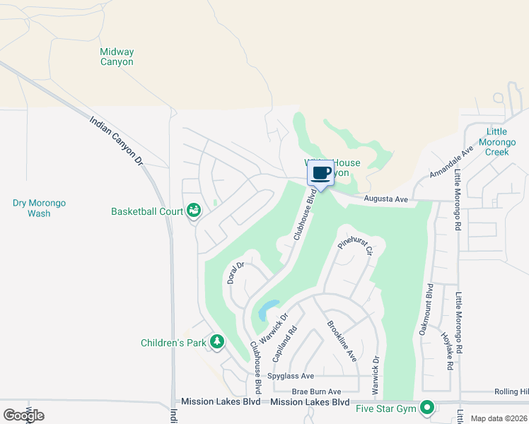 map of restaurants, bars, coffee shops, grocery stores, and more near 64325 Pyrenees Ave in Desert Hot Springs