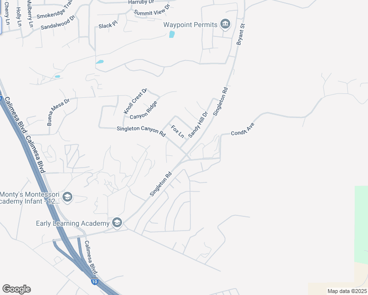 map of restaurants, bars, coffee shops, grocery stores, and more near 1529 Sandy Hill Drive in Calimesa