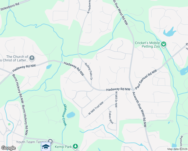 map of restaurants, bars, coffee shops, grocery stores, and more near 1252 Rolling Oaks Drive in Kennesaw