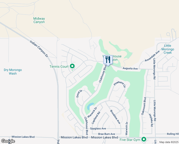 map of restaurants, bars, coffee shops, grocery stores, and more near 64325 Pyrenees Ave in Desert Hot Springs