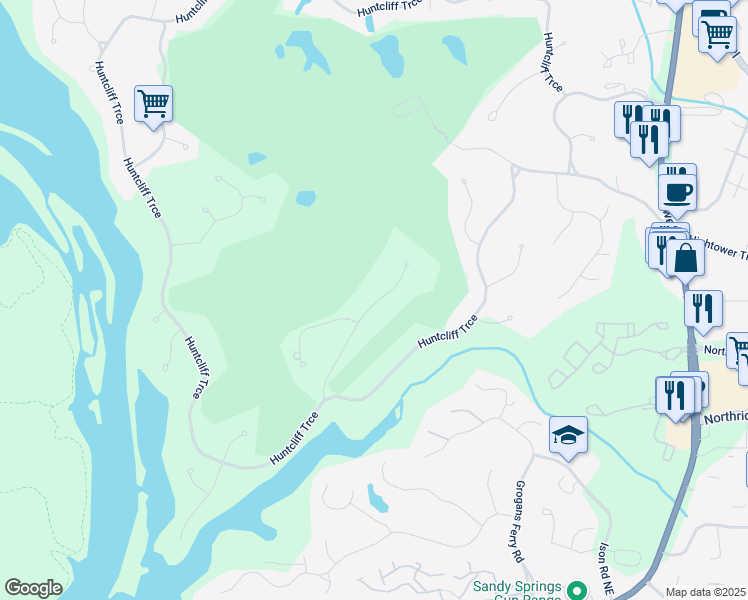 map of restaurants, bars, coffee shops, grocery stores, and more near 110 Cliffside Crossing Northeast in Sandy Springs