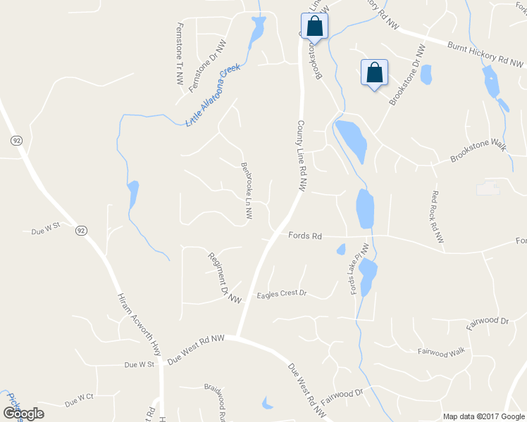 map of restaurants, bars, coffee shops, grocery stores, and more near 6209 Benbrooke Drive Northwest in Acworth