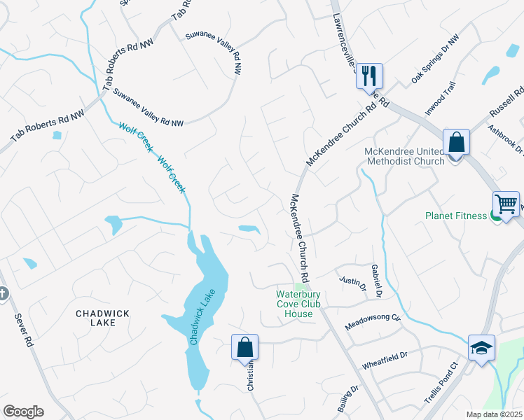 map of restaurants, bars, coffee shops, grocery stores, and more near 900 Hillary Lane in Lawrenceville