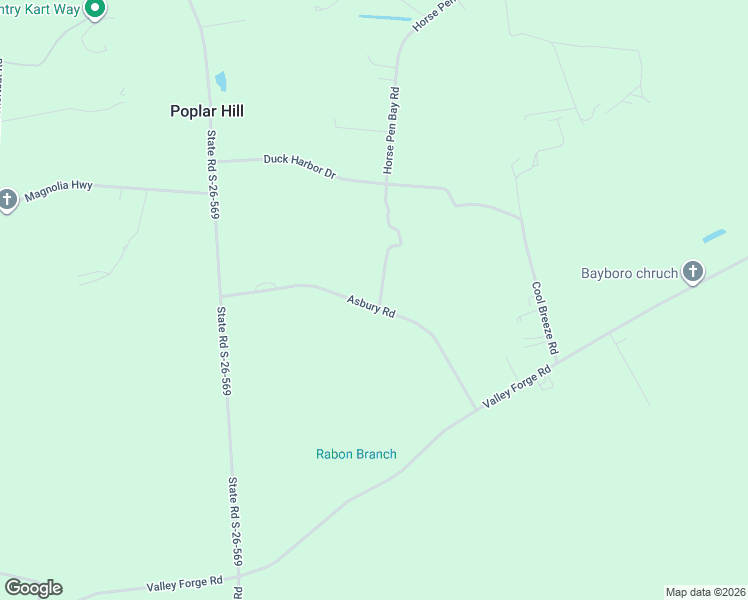 map of restaurants, bars, coffee shops, grocery stores, and more near Asbury Road in Aynor