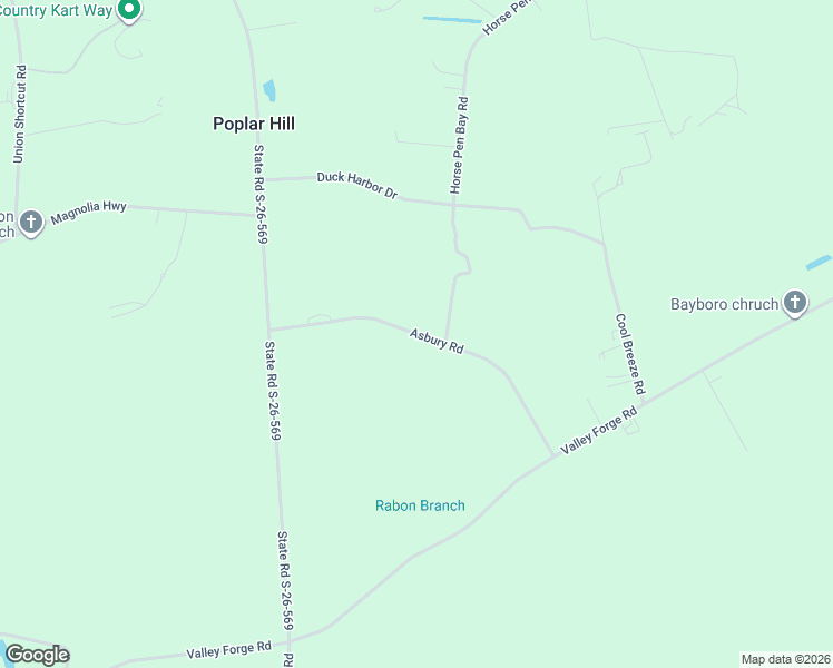 map of restaurants, bars, coffee shops, grocery stores, and more near Asbury Road in Horry County