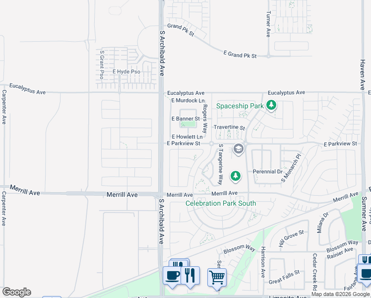 map of restaurants, bars, coffee shops, grocery stores, and more near Agrarian Street in Ontario