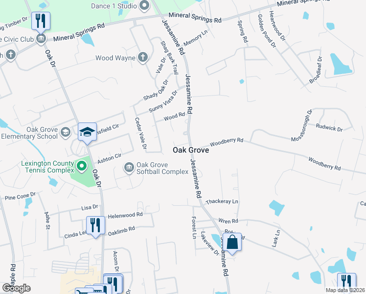 map of restaurants, bars, coffee shops, grocery stores, and more near 117 Sparrow Point Road in Lexington