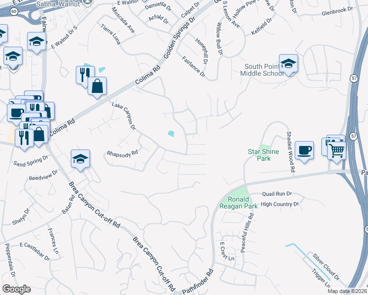 map of restaurants, bars, coffee shops, grocery stores, and more near 1833 Walnut Leaf Drive in Walnut