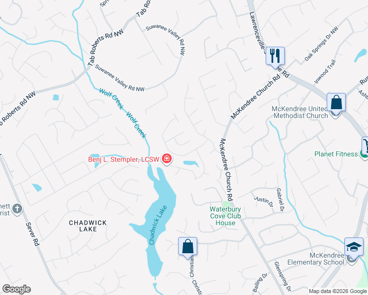 map of restaurants, bars, coffee shops, grocery stores, and more near 1010 Hillary Lane in Lawrenceville