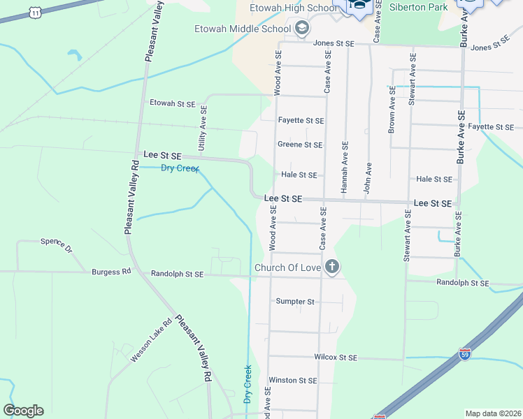 map of restaurants, bars, coffee shops, grocery stores, and more near 903 Wood Avenue Southeast in Attalla