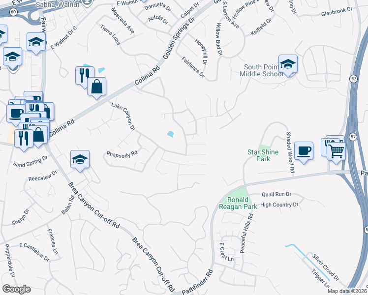 map of restaurants, bars, coffee shops, grocery stores, and more near 1833 Walnut Leaf Drive in Walnut