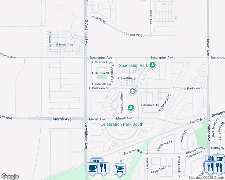 map of restaurants, bars, coffee shops, grocery stores, and more near Agrarian Street in Ontario
