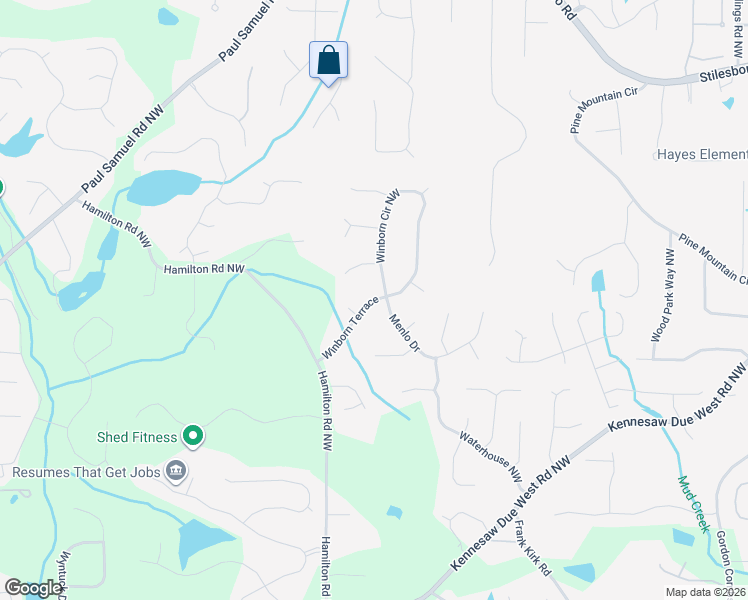 map of restaurants, bars, coffee shops, grocery stores, and more near 1218 Winborn Terrace in Kennesaw