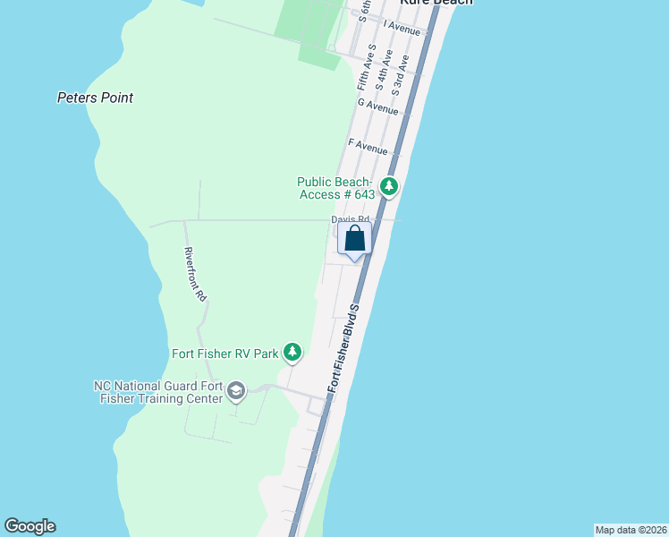 map of restaurants, bars, coffee shops, grocery stores, and more near 925 General Whiting Boulevard in Kure Beach