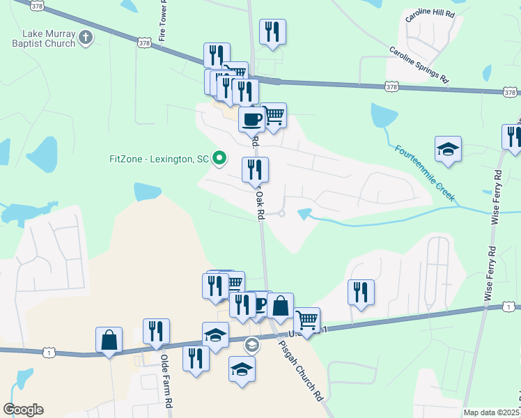 map of restaurants, bars, coffee shops, grocery stores, and more near 104 Kellers Pond Lane in Lexington