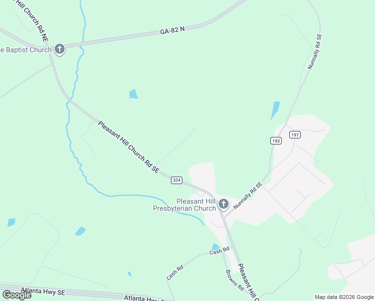 map of restaurants, bars, coffee shops, grocery stores, and more near 158 Pleasant Hill Church Road Southeast in Winder