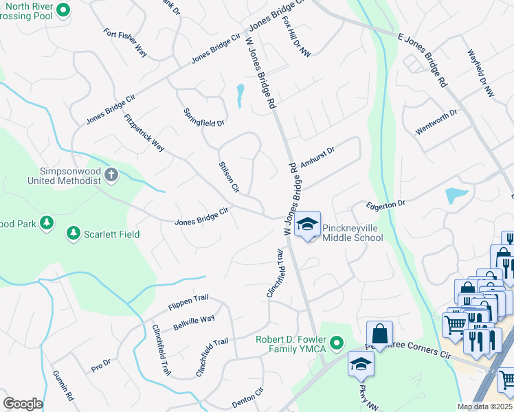 map of restaurants, bars, coffee shops, grocery stores, and more near 4246 Stilson Circle in Norcross
