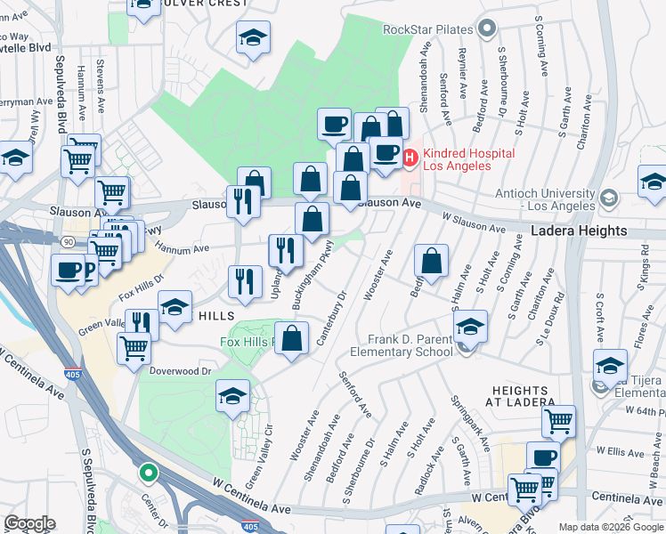 map of restaurants, bars, coffee shops, grocery stores, and more near in Culver City