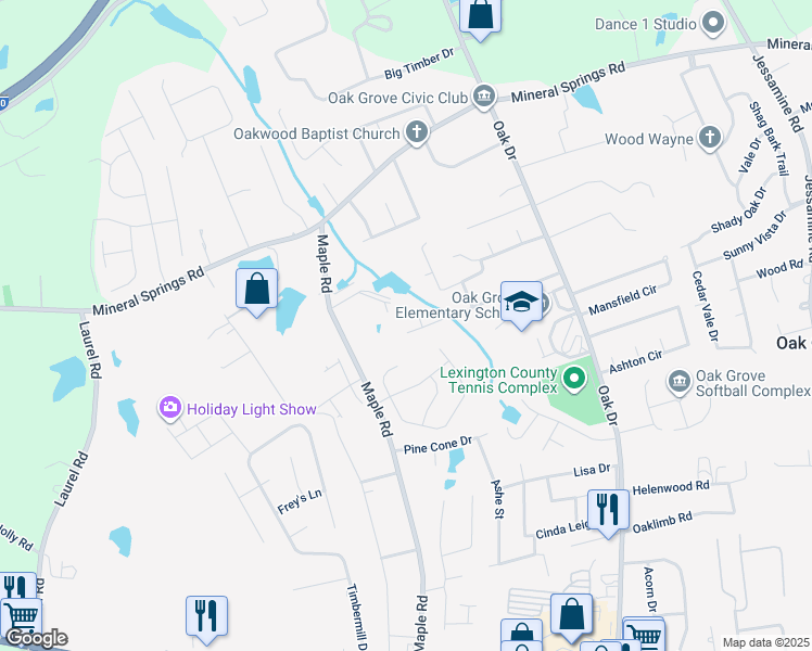 map of restaurants, bars, coffee shops, grocery stores, and more near 164 Meadow Wood Drive in Lexington