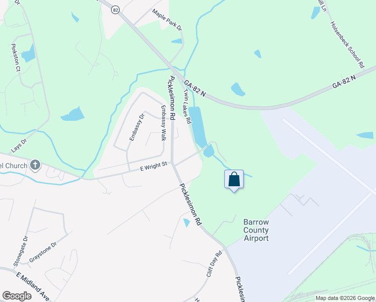 map of restaurants, bars, coffee shops, grocery stores, and more near 118 Thornton Rd in Winder