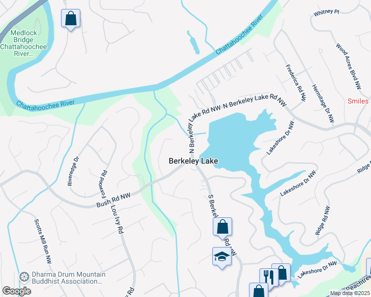 map of restaurants, bars, coffee shops, grocery stores, and more near 4016 North Berkeley Lake Road Northwest in Duluth